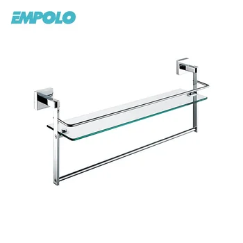 bathroom glass shelf with towel bar chrome