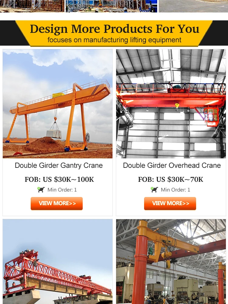 electric hoist 10 ton 20t double girder over head rail bridge crane