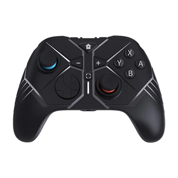 Custom Android Bluetooth game controller with modular thumbstick modules and foldable phone mount