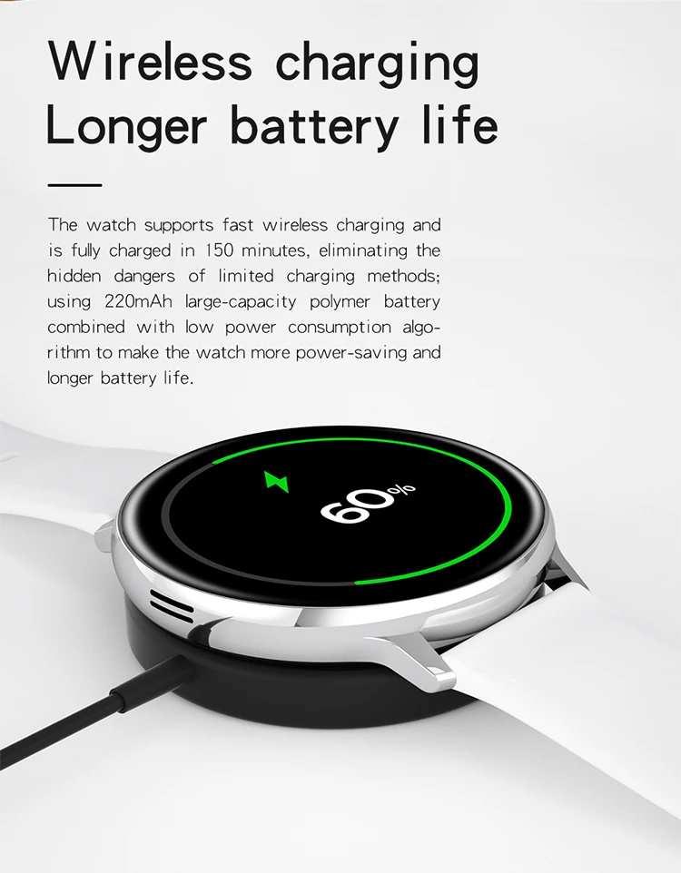 1.3inch HD Full Round Screen Blue Tooth Call C6 Wireless Charging Heart Rate Sensor Smartwatch 2020
