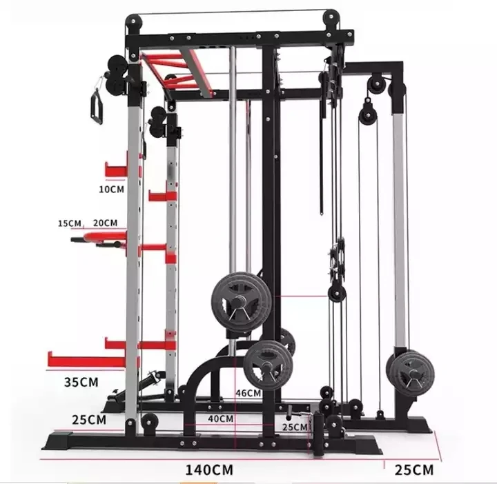 Home Body Building Cable Crossover Multifunctional Power Cage Squat Rack With Weight Lifting Training Gym Smith Machine manufacture