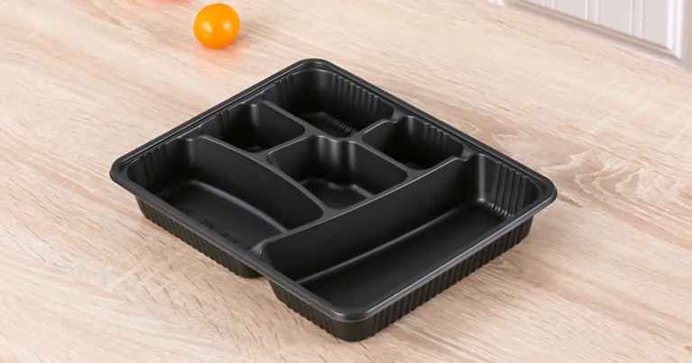 6 compartment plastic food storage container with cover