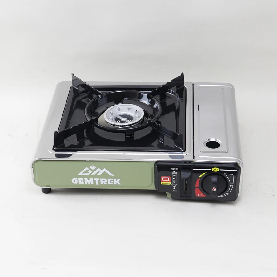 Portable Stainless Steel Butane/Propane Manual Simple Gas Stove for Outdoor Camping BBQ & Picnic Travel with Storage Box