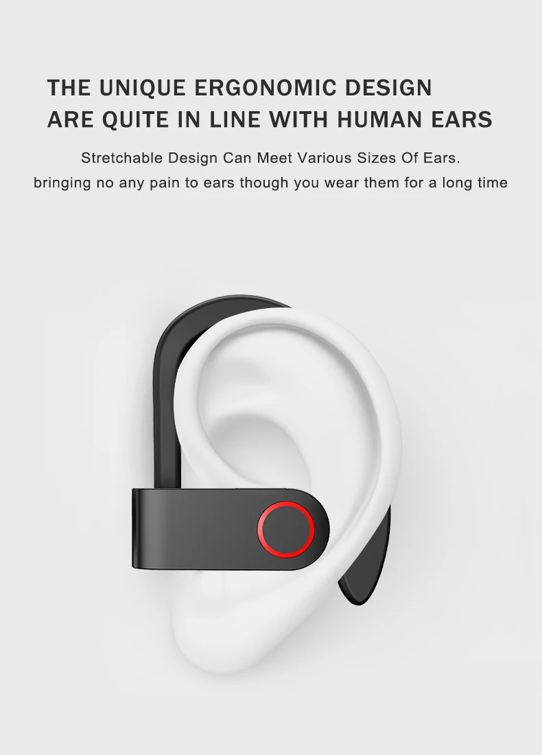 Amazon Hot Selling BT5.0 In-ear Big Horn Ear-hook Blue tooth Headphones Earphones - ANKUX.COM