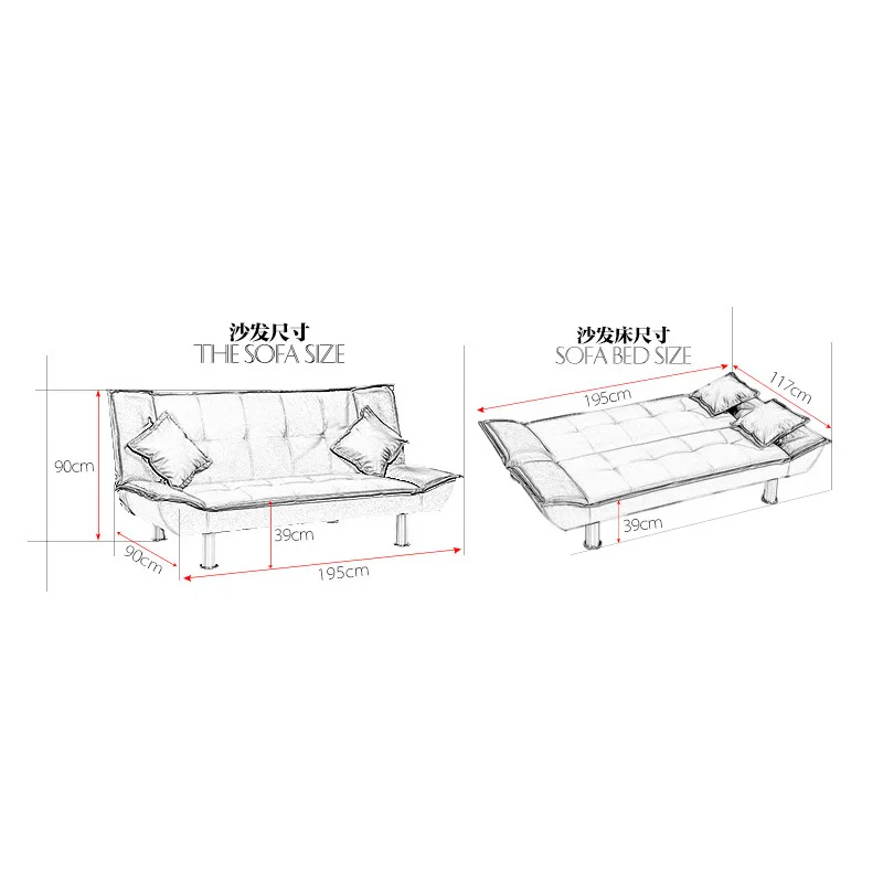 Modern Click Clack Sofa Bed 3-seater Multifunctional Sofa Convertible ...