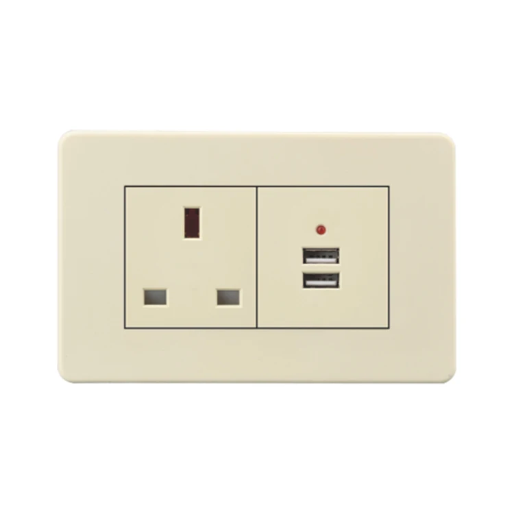 US Standard Electric Light Switch 20A Double Usb 110-240V Wall Outlet Switch and Socket