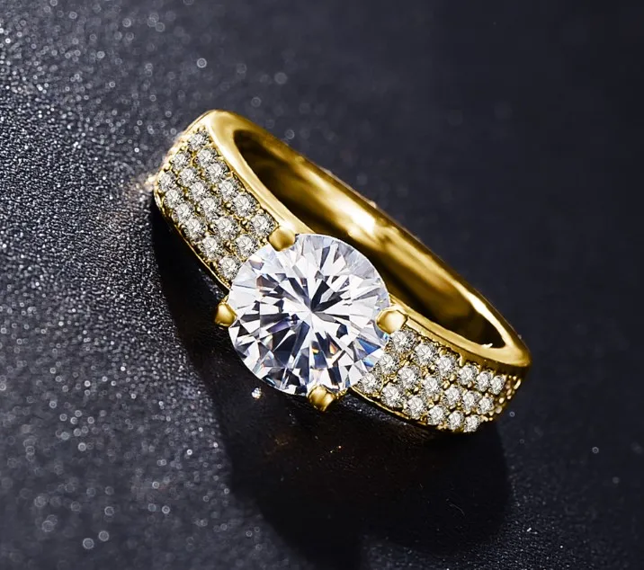 Высокое качество Серебряный Цвет Золото цветное кристаллическое кольцо ювелирные изделия обручальные кольца для женщин