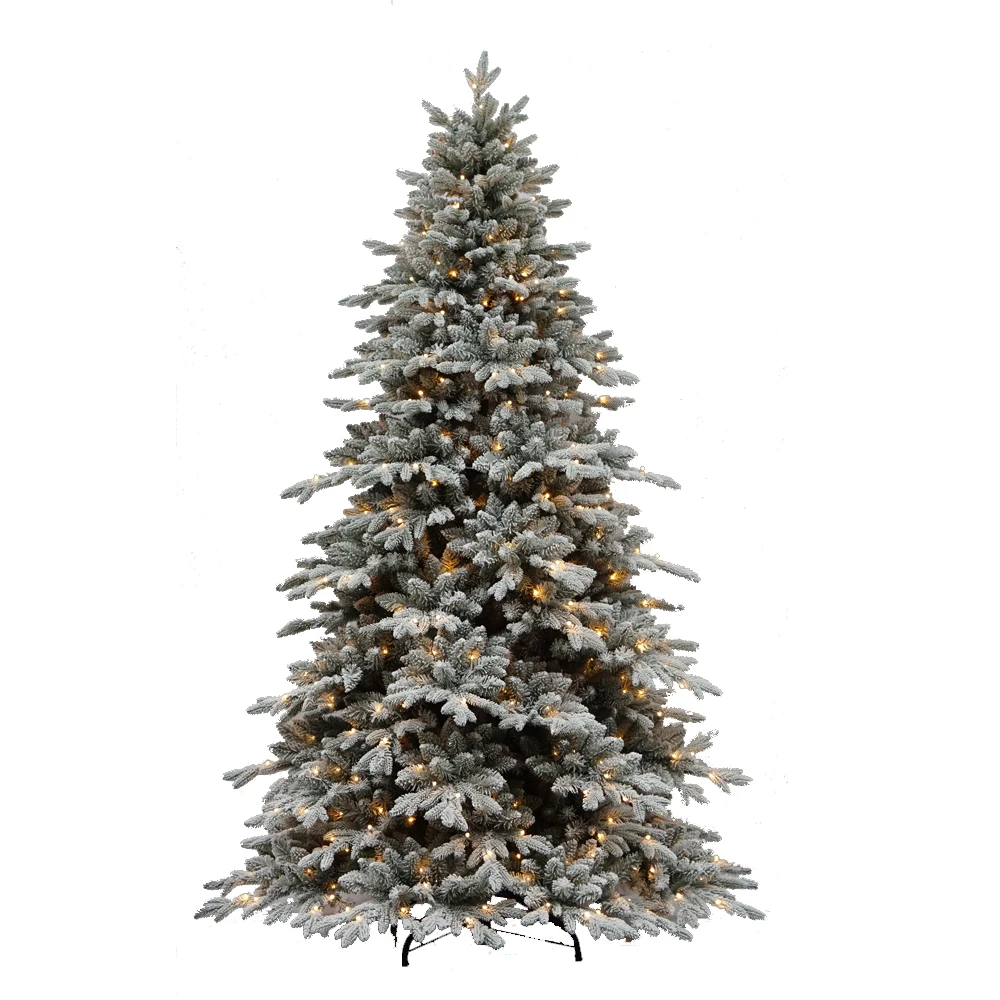 Pre Lite Snow Covered Christmas Tree Flocking Christmas Tree With Metal