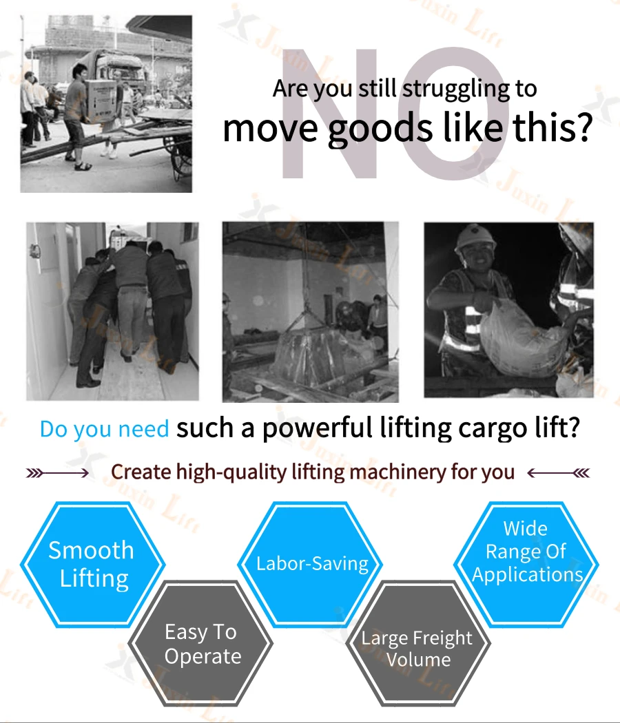 guide rail and wall mounted cargo lift platform construction