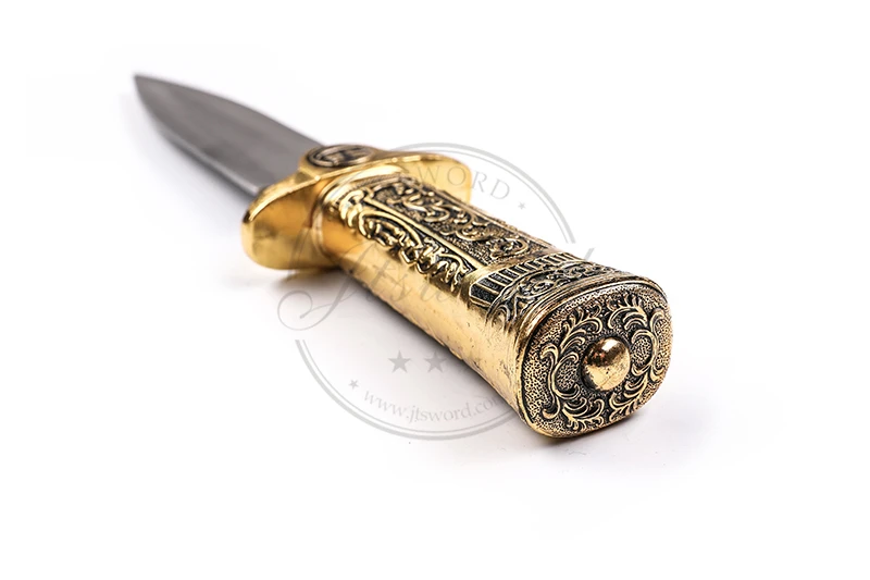 11.5" Gold Hunting Knife With Decorated Scabbard Buy Fantasy Knife,Collectible Knife,Gold