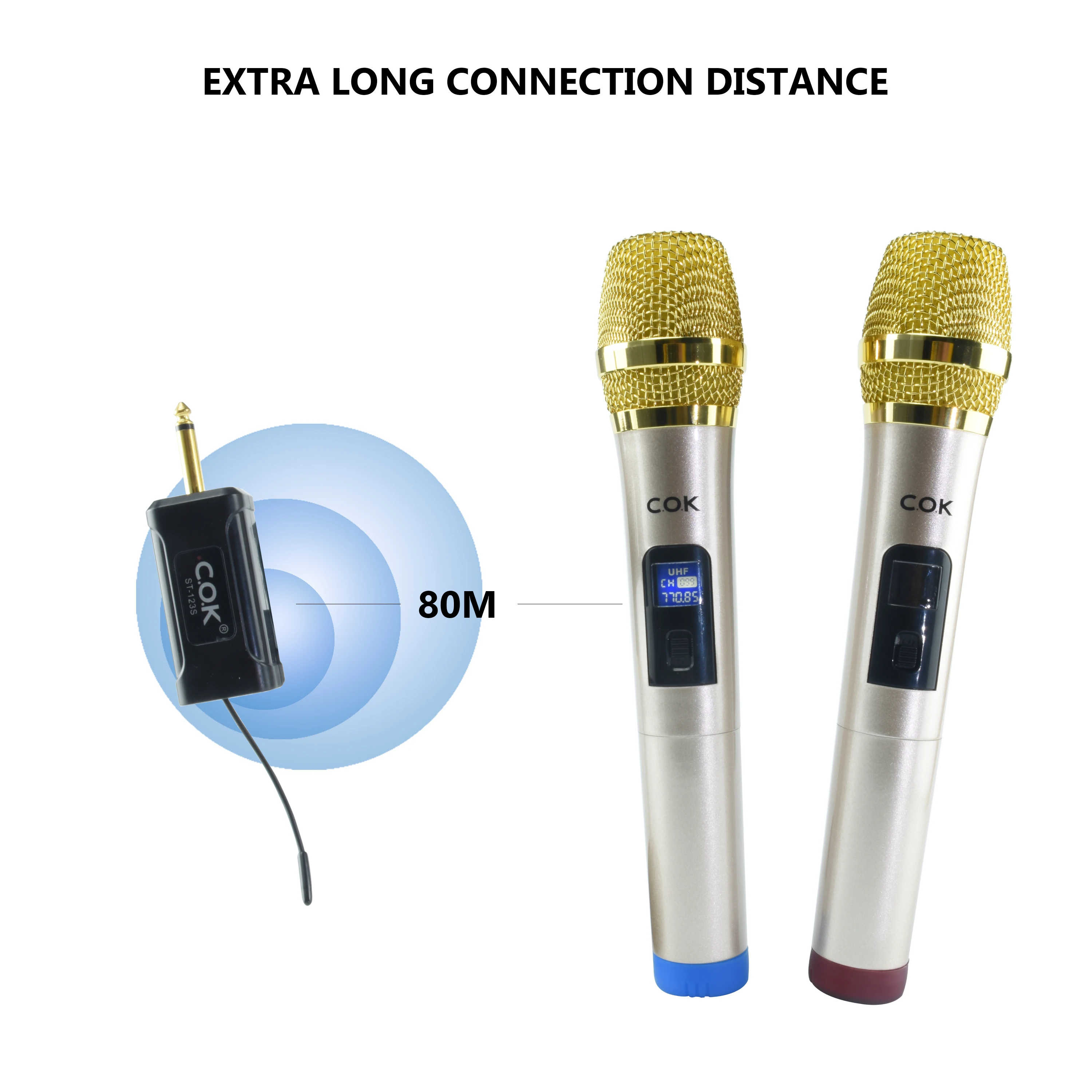 Smart Wireless Microphone,Uhf,Vhf,Metal Receiver,Professional,Low Power