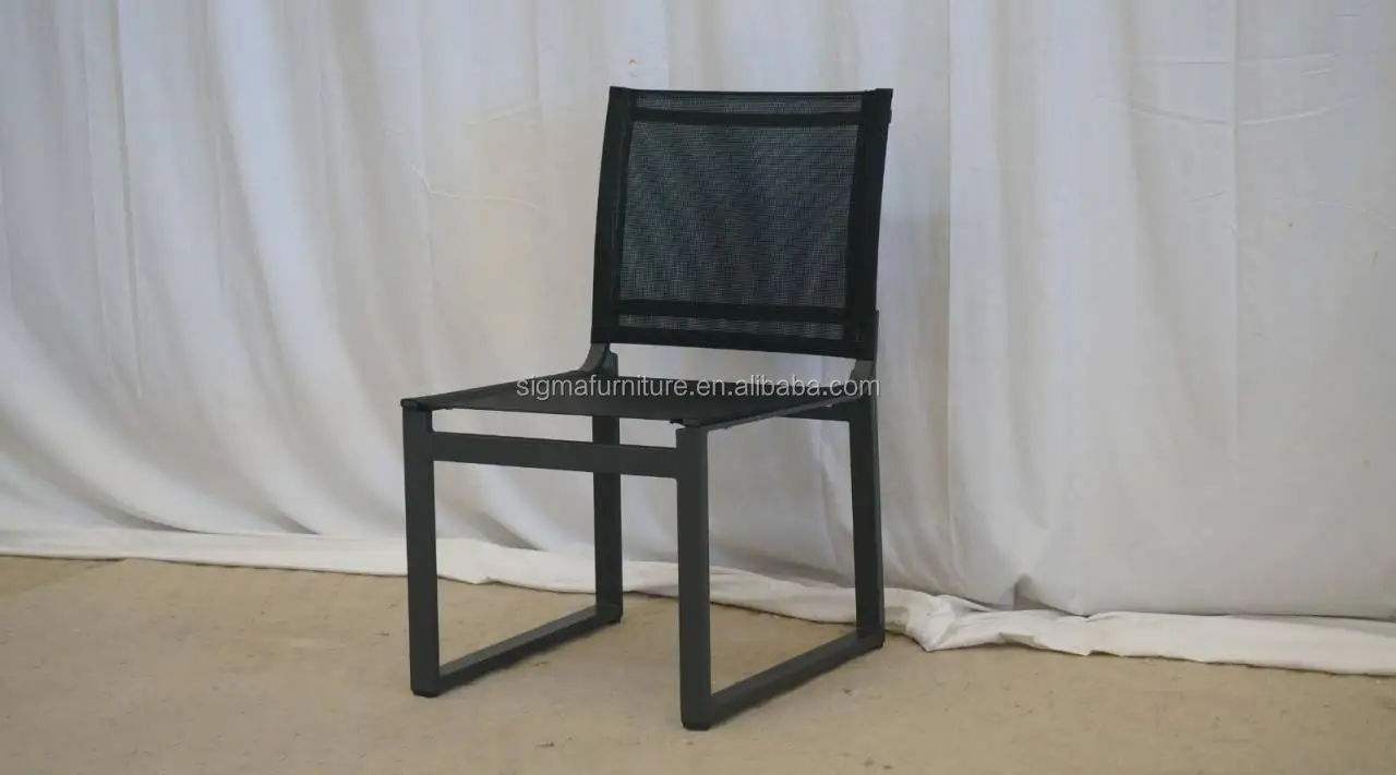 sleek lines outdoor garden furniture set durable powder coated aluminum Rectangular Dining set dining table and 6 pieces chairs