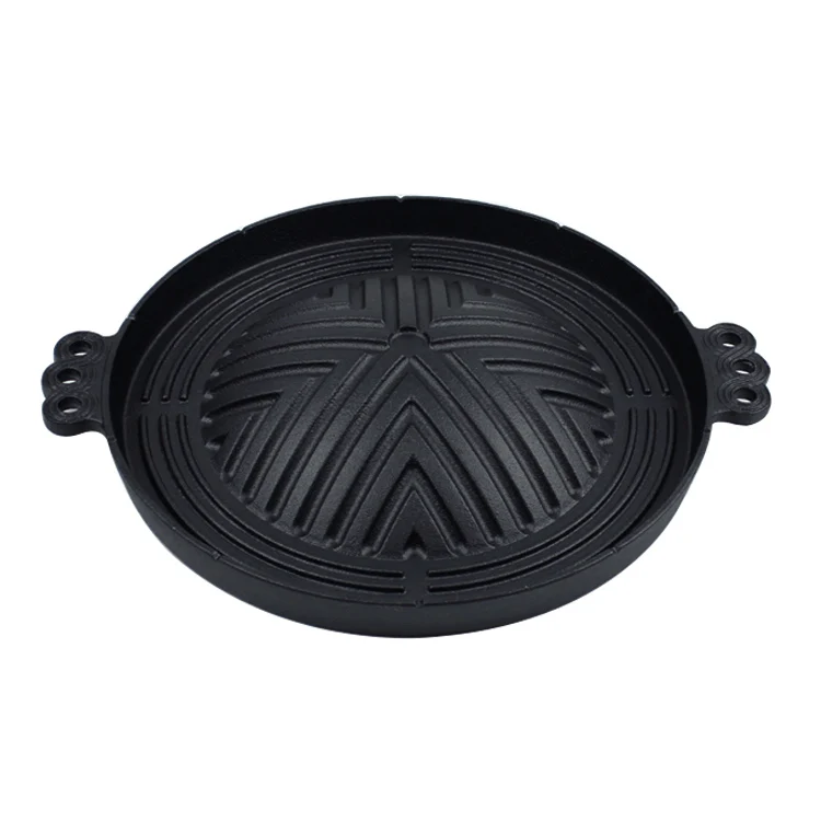 Outdoor Camping Korean Bbq Grill Plate Stovetop Barbecue Cast Iron