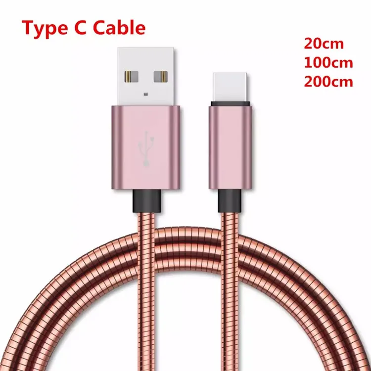 For iPhone Cable 0.2M 1M 2M  2.4A Braided Stainless Steel Metal Strong Fast Charger USB Cables Charging Cord For iPhone Charger