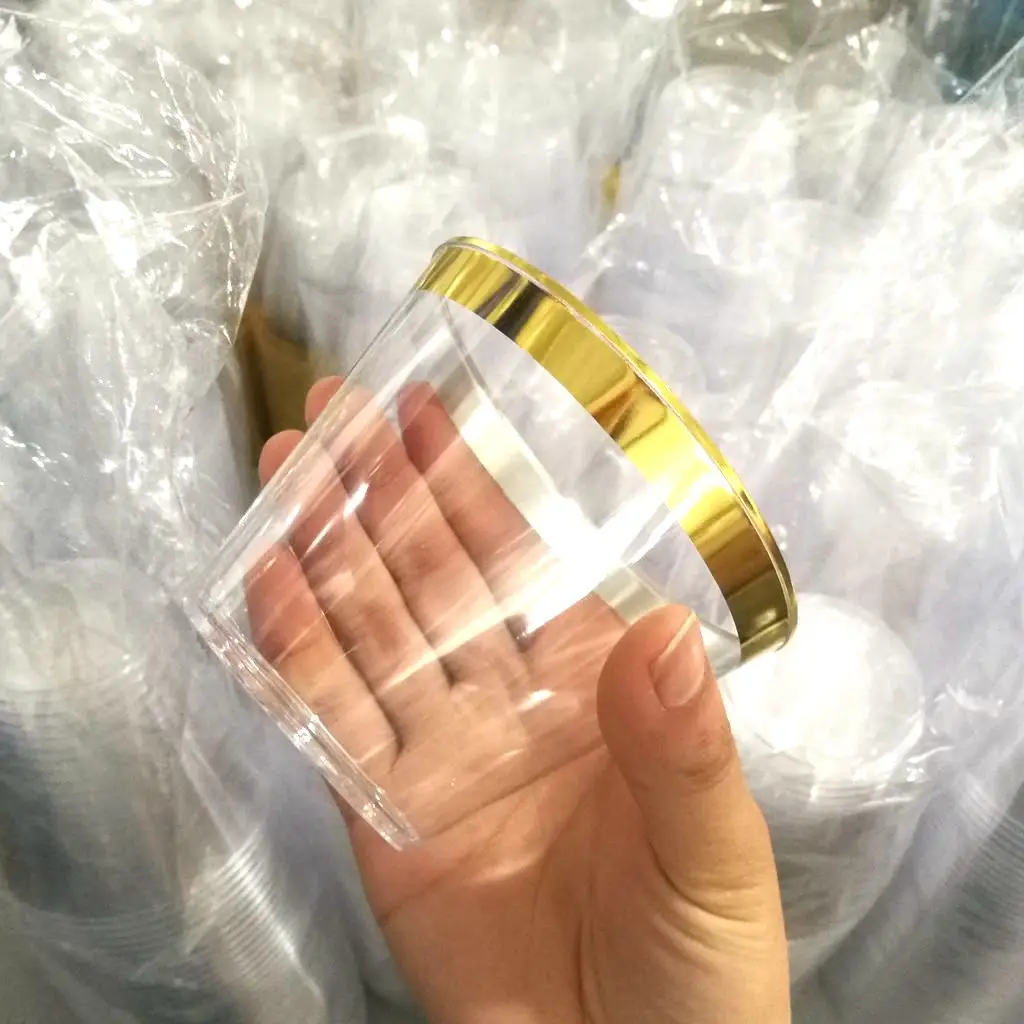 9oz 12oz 14oz Gold Rim Plastic Cups Fancy Disposable Wedding Elegant Party Cup With Gold Rim 50