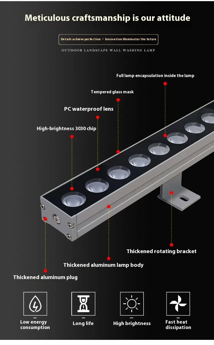 product high quality dmx hotel exterior led linear lights ip65 aluminum body wall washer for building and landscaping-1