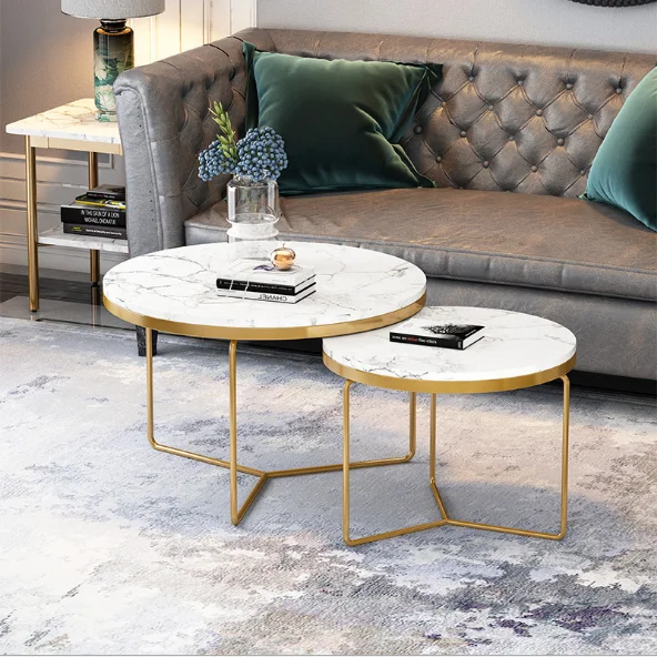 Nordic Minimalist Marble Coffee Table Small Apartment Living Room Round ...