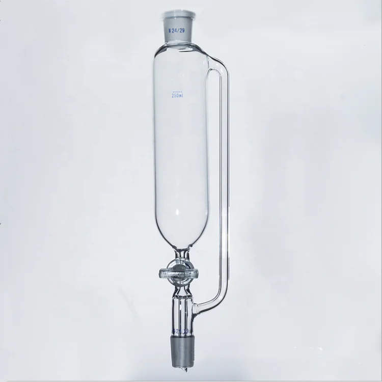 Presión constante de vidrio de alto grado de embudo laboratorio de química equipo embudo de separación para laboratorio