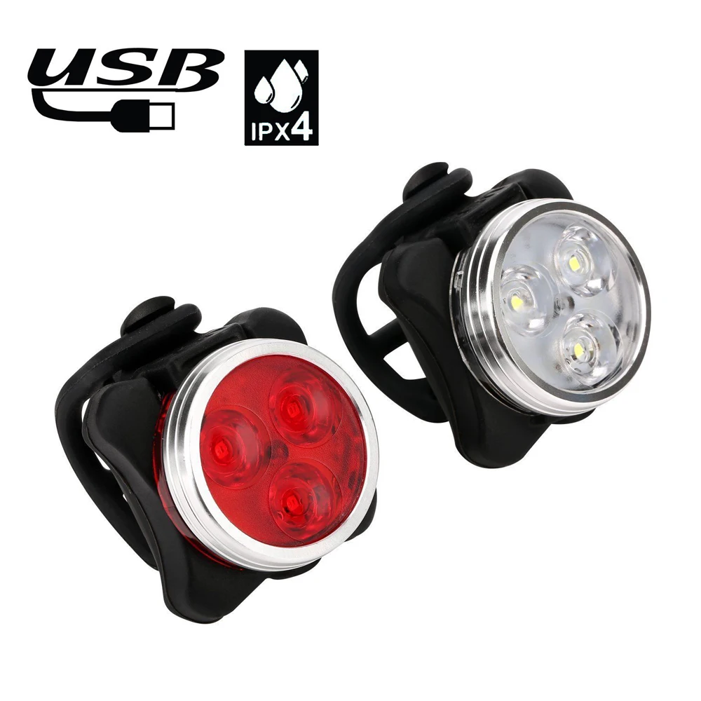 Hot selling LED bicycle light set USB rechargeable front light and tail light for bike manufacture