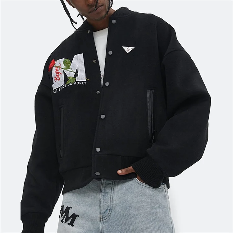 custom winter 100%wool chenille embroidery fleece baseball letterman bomber varsity jacket for men_voghion.com