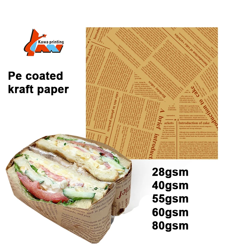 Brown Greaseproof Paper Wrapping Shawarma Packaging Food Grade Kraft Paper Burger Wrapper Buy