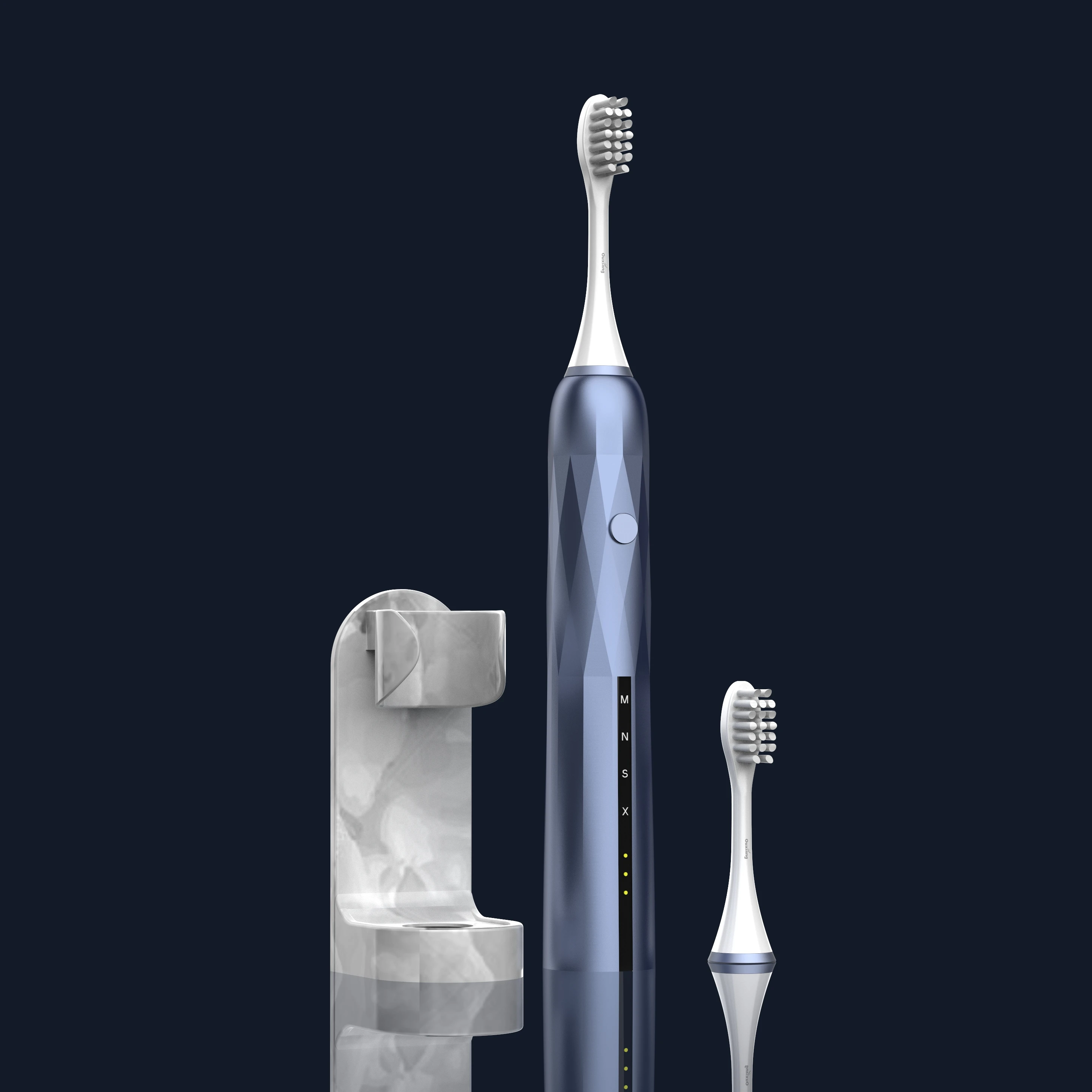 
2020 Portable Adult USB Slim Travel Rechargeable Metal Blue Sonic Electric Toothbrush 