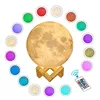 LED Moon Shaped Lamp Electric Table LED Night Light Dimmable 3D Printed Light with Remote Control