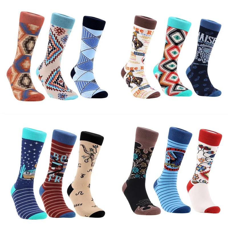 Custom Logo Knit Design Crew Sox Manufacturers Mens Socks Colorful With