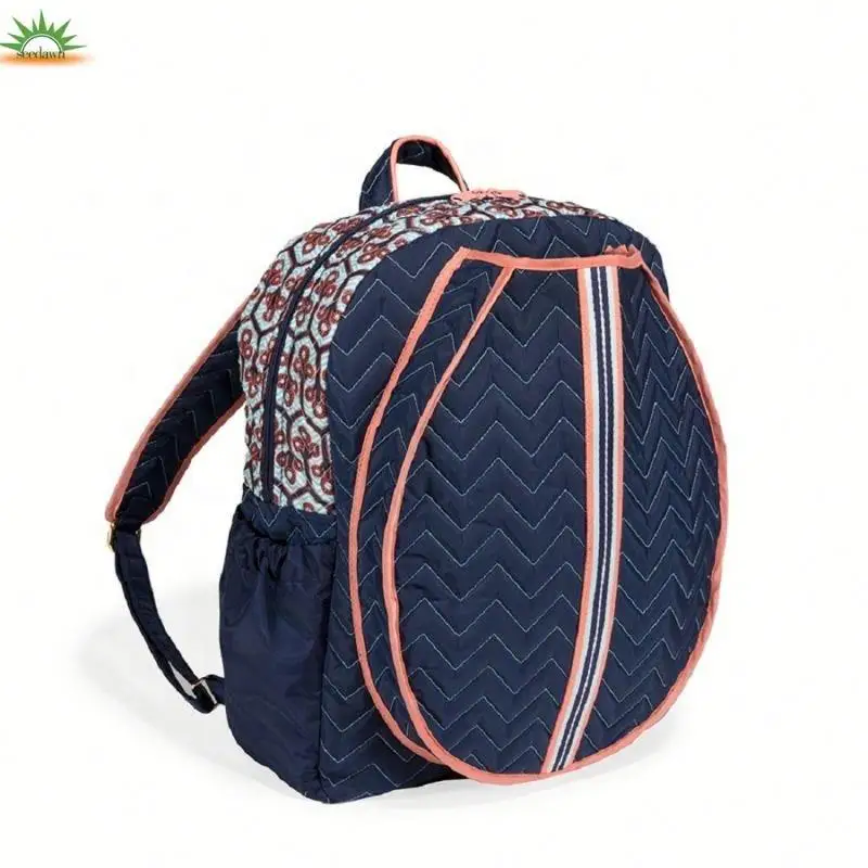 Big Volume Quilted Tennis Bat Backpack Bag With Front Racket Pouch