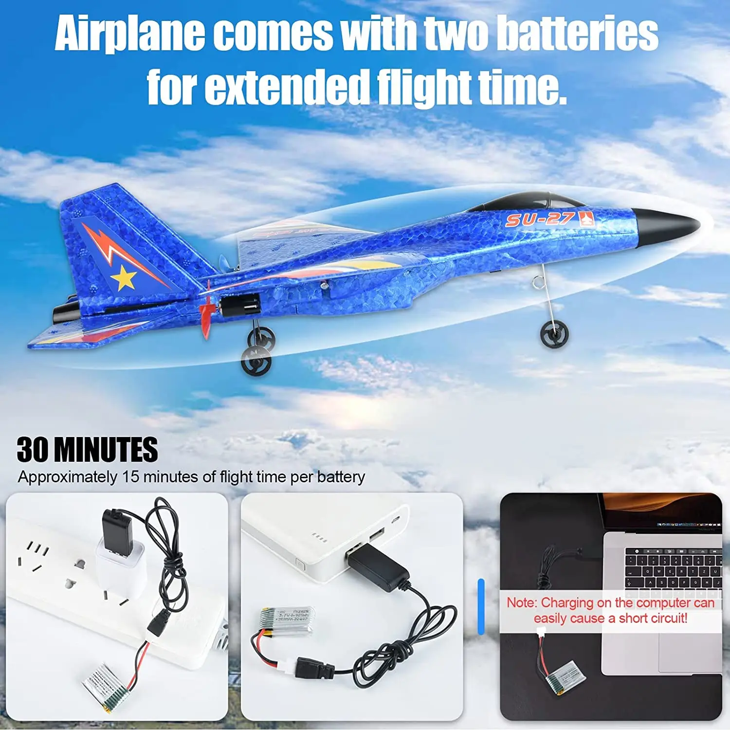 Su27 Aircraft Model Radio Remote Control Flying Toys Hand Throw Gyro