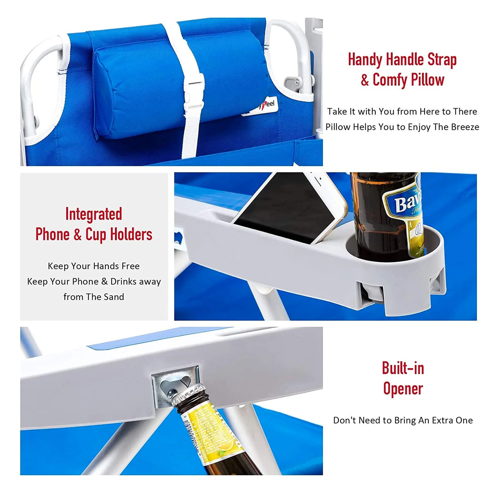 Sunnyfeel Lay Flat Beach Chair & Backpack Beach Chair With Headrest For