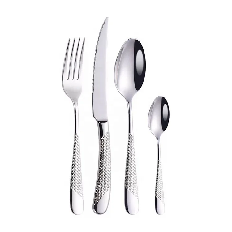 
304ss 4pc of Set Spoon Silverware Travel Metal Silver Stainless Steel Cutlery Flatware Set 