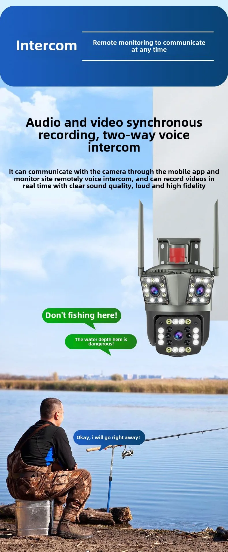 Cloudbirds V360pro Auto AI Detecting HD Night Vision 360 Panoramic Wireless Wifi Remote IP 4G Triple CMOS Network PTZ Camera
