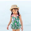 OEM factory girls bathing suit modeling swimsuit one piece child little kids string swimwear bikini with free hat
