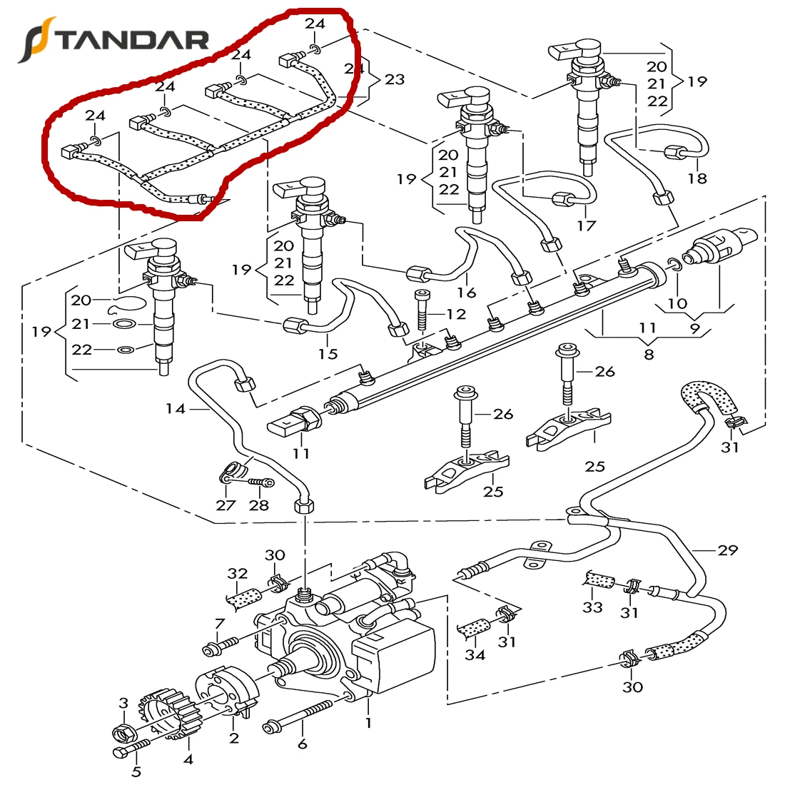 Diesel Fuel Injection Leak Off Return Overflow Hose Line For Volkswagen