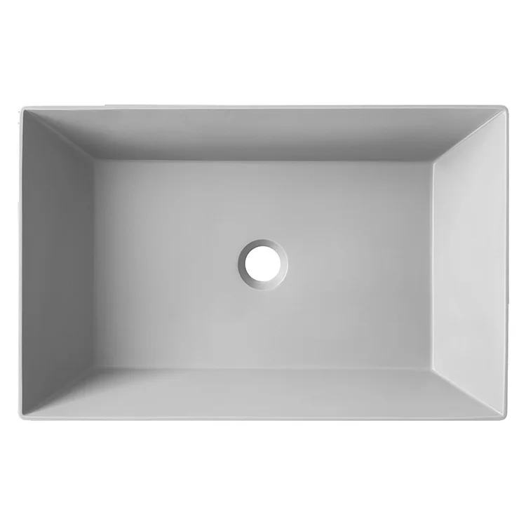 Rectangular Solid Surface Bathroom Countertop Sink in Matte White