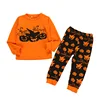 New Christmas Cotton 2-7 year unisex Boys Clothes Long Sleeve pumpkin t shirt pant Play suit Outfits Children clothing set
