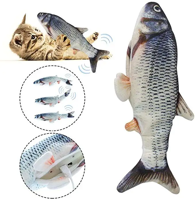 pet toyt Cats Fish Toys Interactive Cat Chew Toy Wagging Fish Electric Jump Fish plushToy  USB Rechargeable Toy for Cat