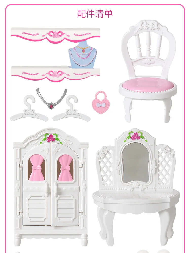 mini pink accessories shop kit diy barby doll house miniature with furniture set for kids girls toys