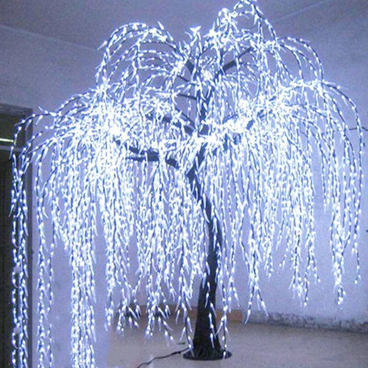 2.6*1.8m White LED Simulation Tree Outdoor Artificial Christmas Decorative Adaptor LED Lighted Willow Tree