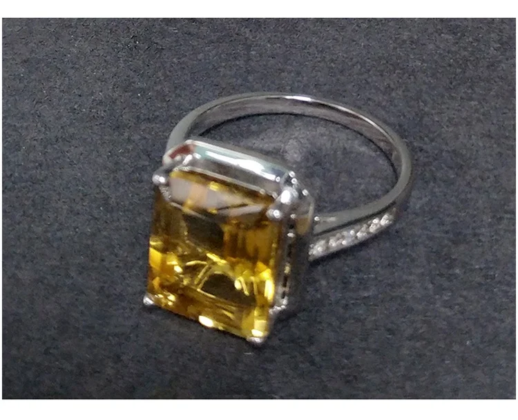 Popular cheap yellow stone silver ring design with square gem