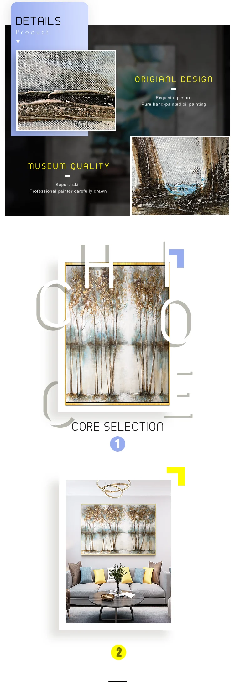 Famous Painting 100% Hand Painted Shore Tree Abstract Oil Painting Canvas Office Wall Decoration Painting