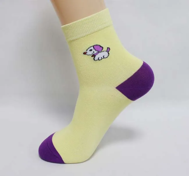 Wholesale cotton women young girls tube colorful happy socks in stock