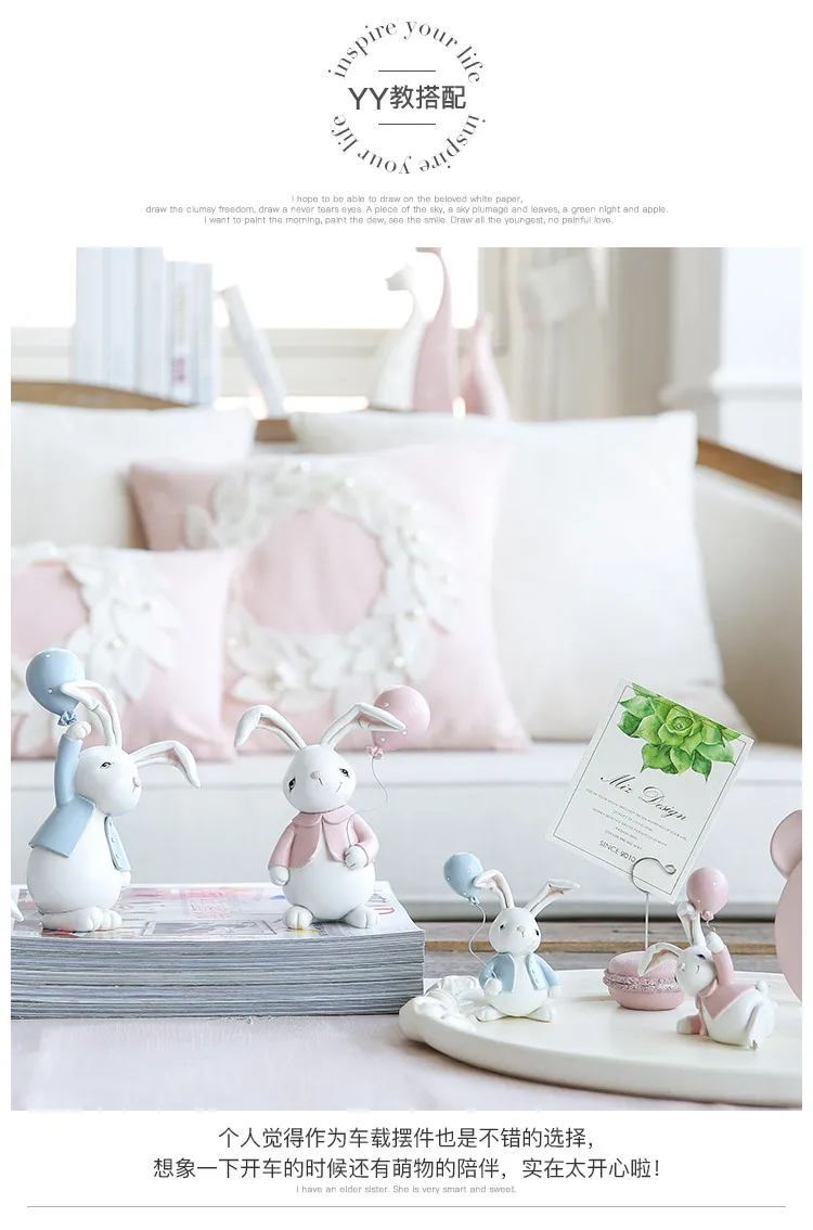 Dropship Wholesale Price Resin Rabbit Statues Decoration Decoracao Easter Resin Rabbit Figurine