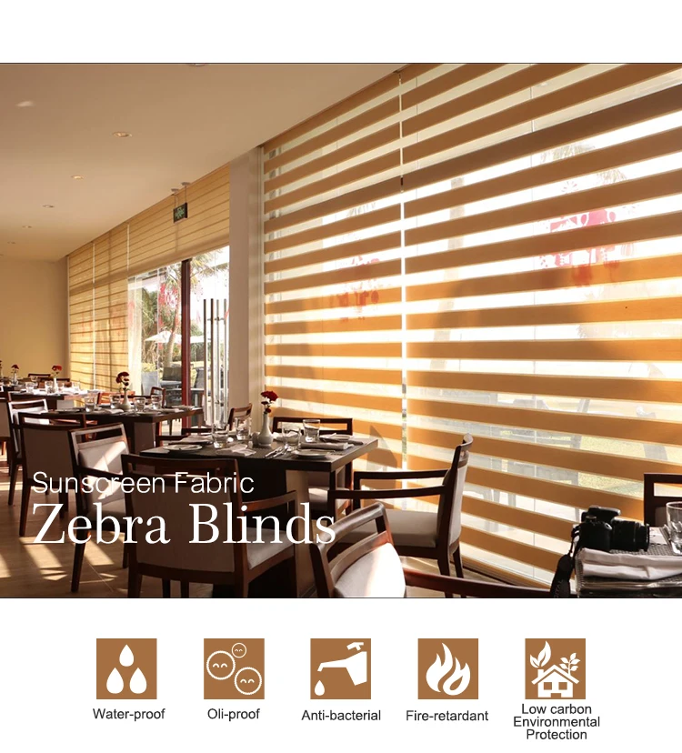 Wholesale Customize Blackout Window Day And Night Zebra Roller Blinds Supplier 100 Polyester