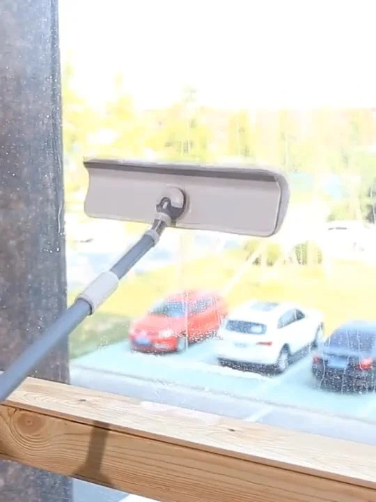 Extenclean Long Handle Window Squeegee With Sponge Wiper For Glass For