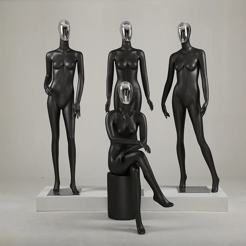 fiberglass black full body change chrome face head beautiful female  mannequin manikin for clothing shop window display - Online Shopping