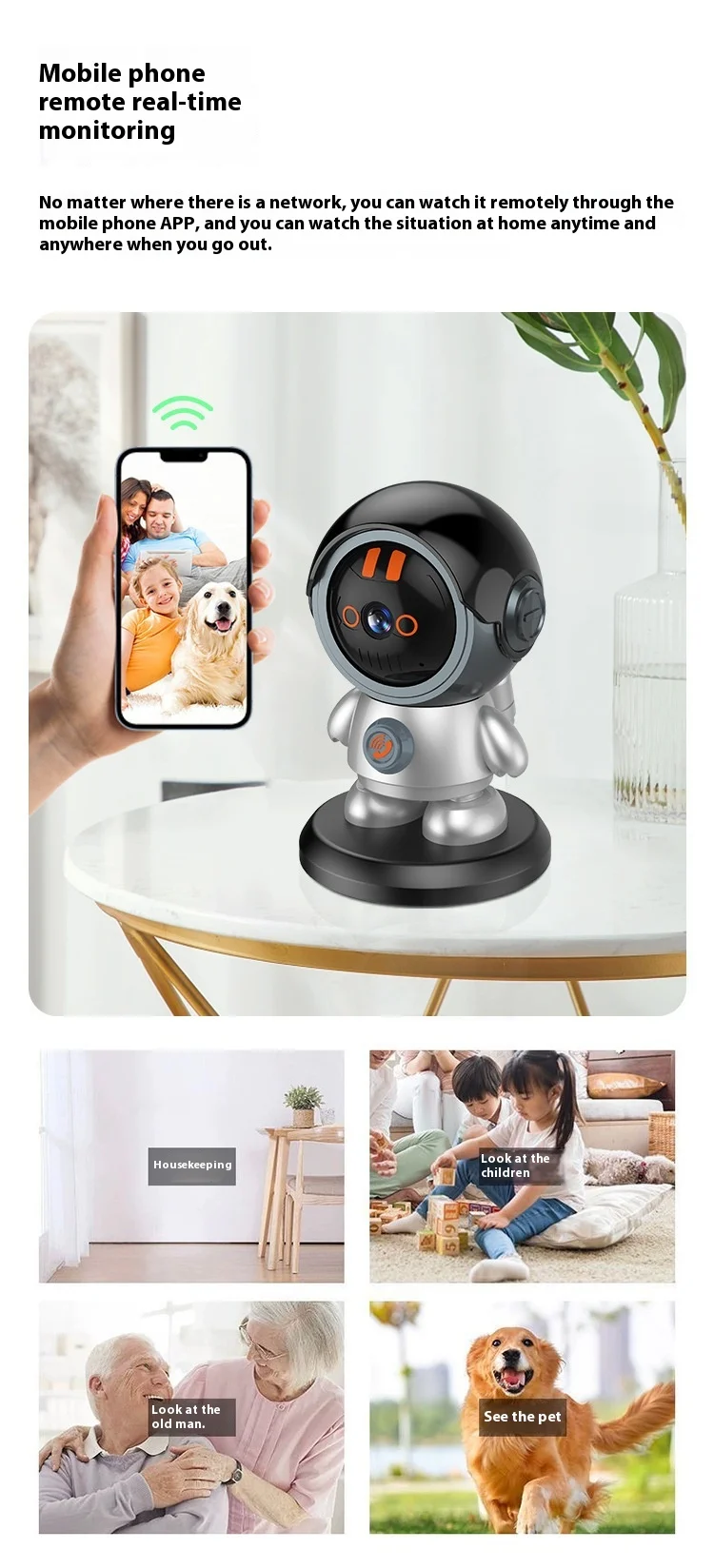 Cloudbirds V360pro 3MP Cartoon IP Camera Wide Angle Dual Rotation 360*60 Ptz Sensor One Click Call Track Cloud Data Cute Robot