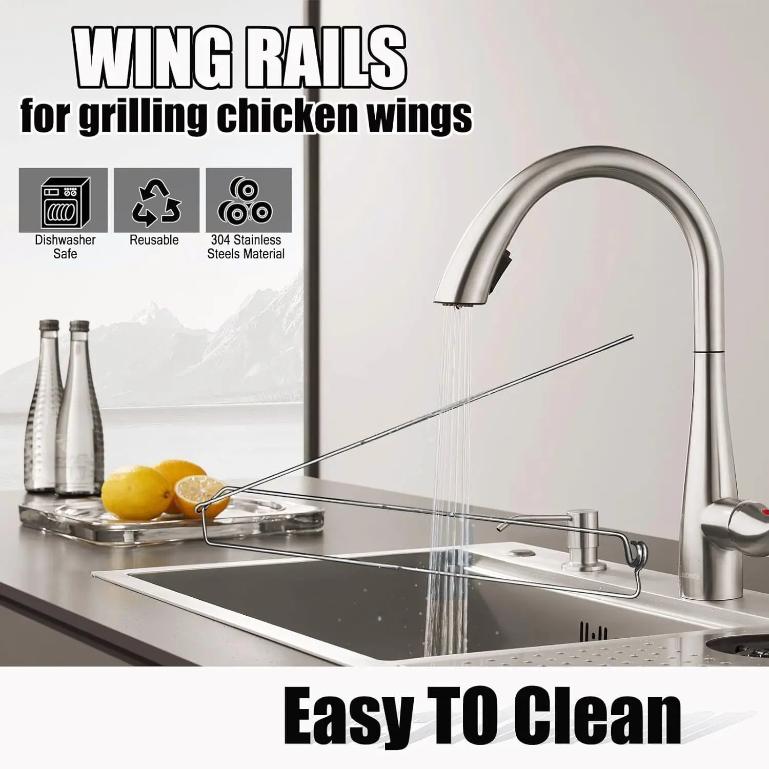 Wholesale Customized New cross-border wing rails grilling outdoor barbecue forks grills and BBQ tools details