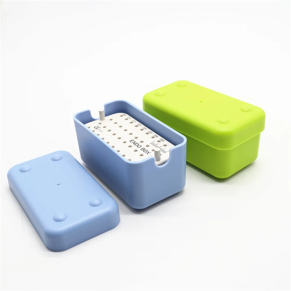 1box Dental Clinic Plastic Endo Box With Ruler Files Bur Holder Blocks